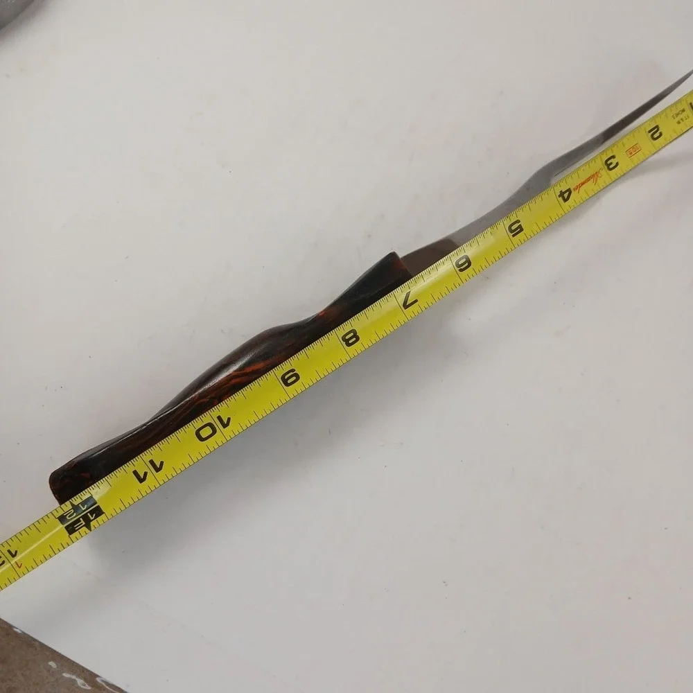 CUTCO Carving Meat Fork Two Tines Orange Brown Swirl Plastic Handle Vintage